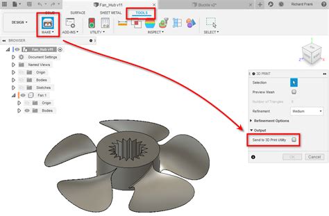 How to export an STL/3MF file from Fusion .